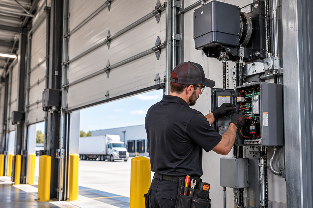 Commercial garage door operator service near Woodloch TX
