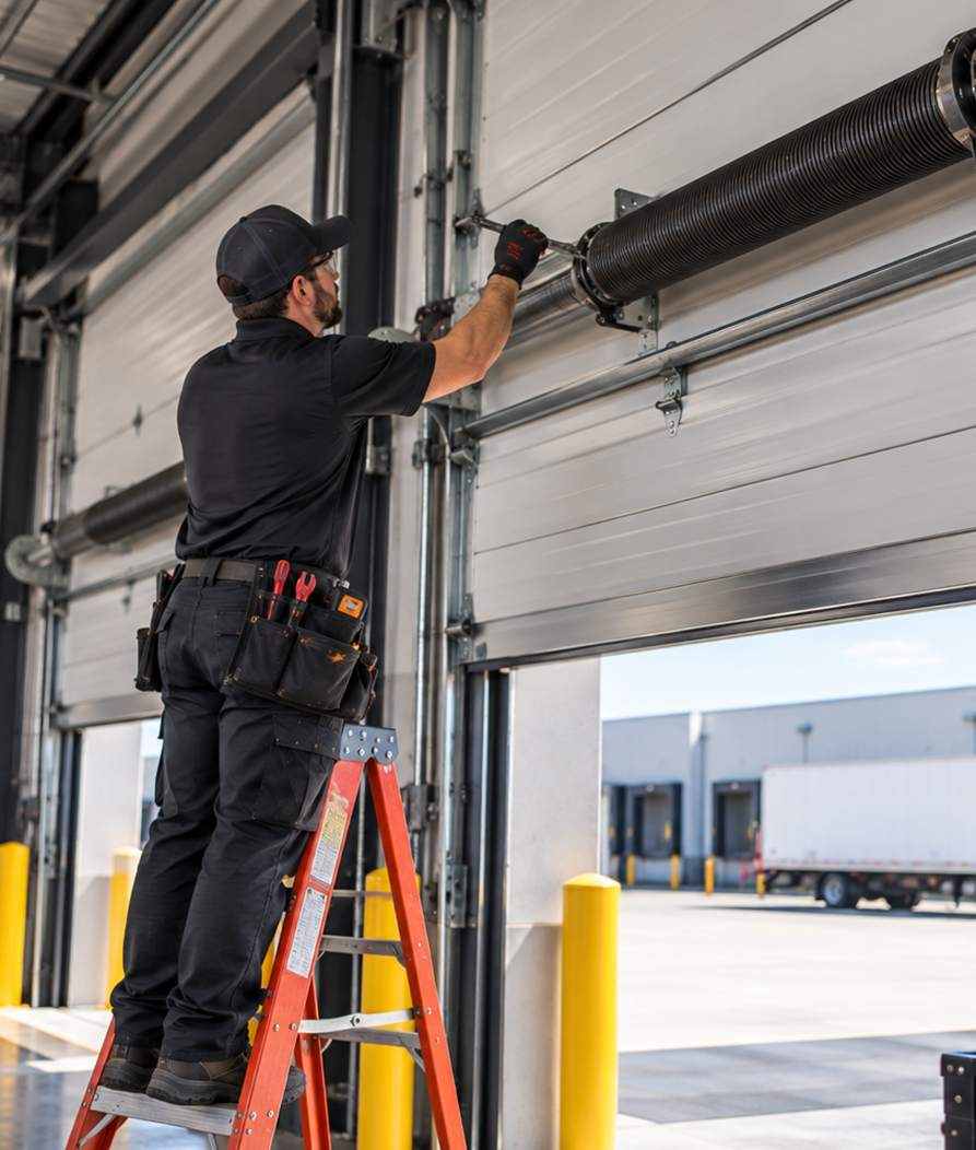 Commercial garage door preventative safety inspection and maintenance in Conroe TX
