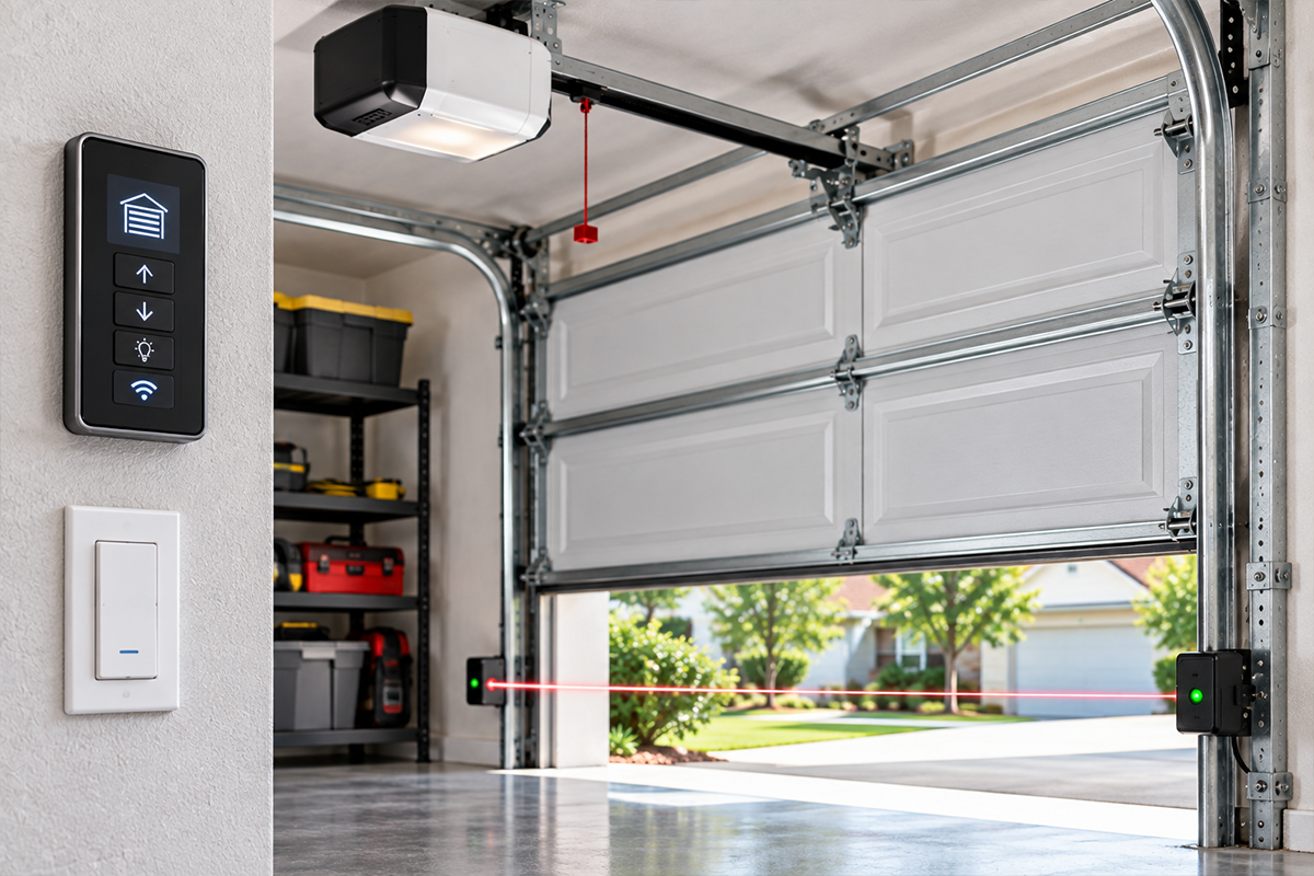 Garage door smart opener and sensor setup