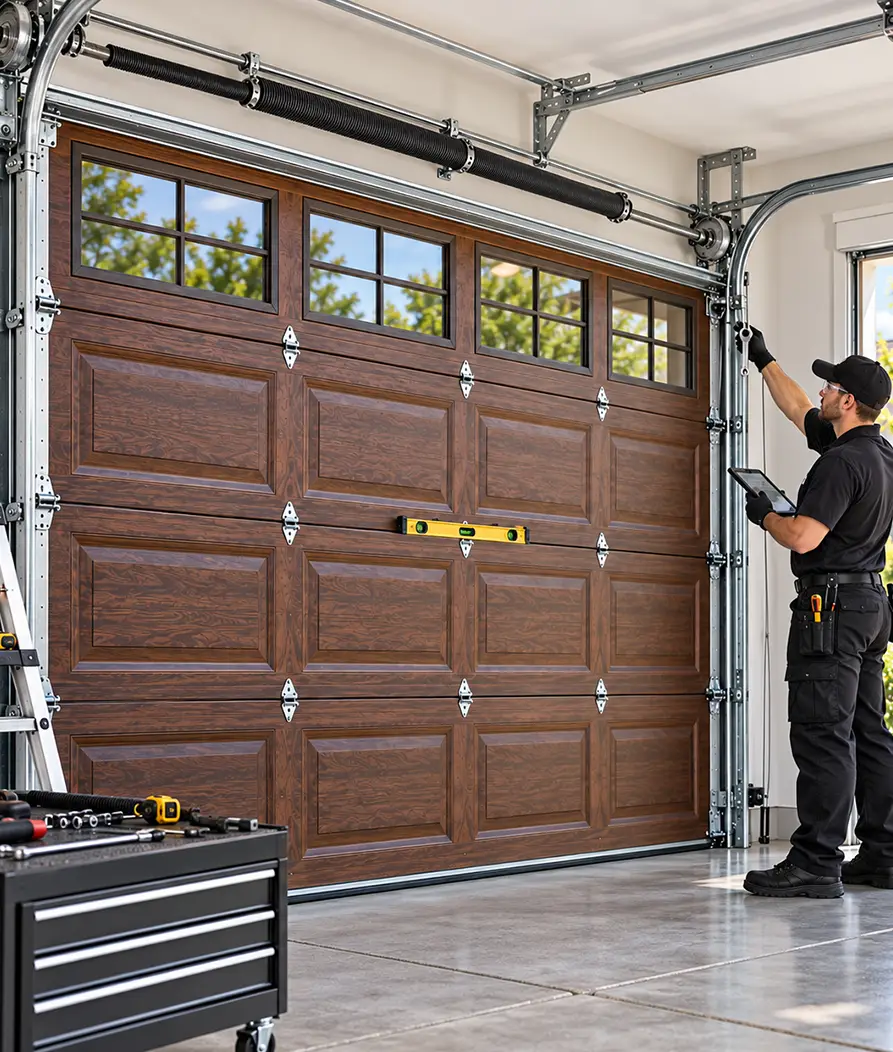 Garage door calibration after installation in Conroe TX