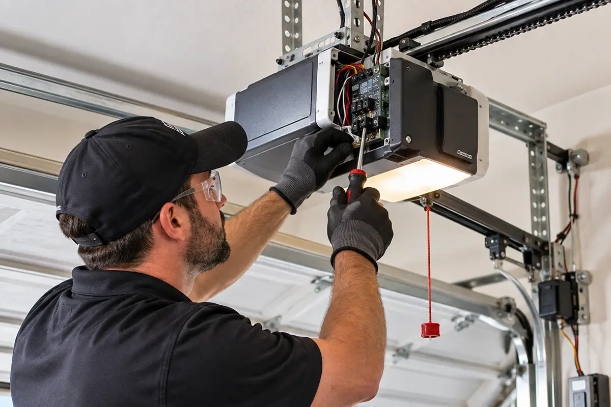 Garage door travel and electrical adjustment