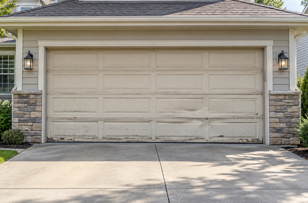 Commercial Garage door before repair
