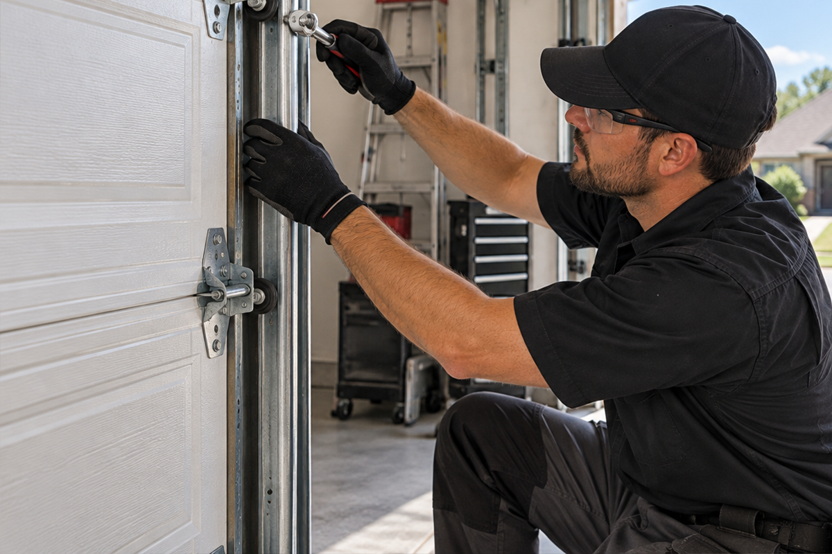 Garage door mechanical clearance adjustments near Grand Central Park