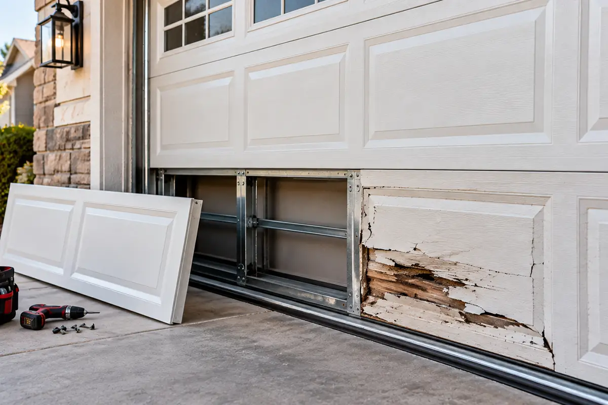 Single garage door panel replacement in Conroe TX