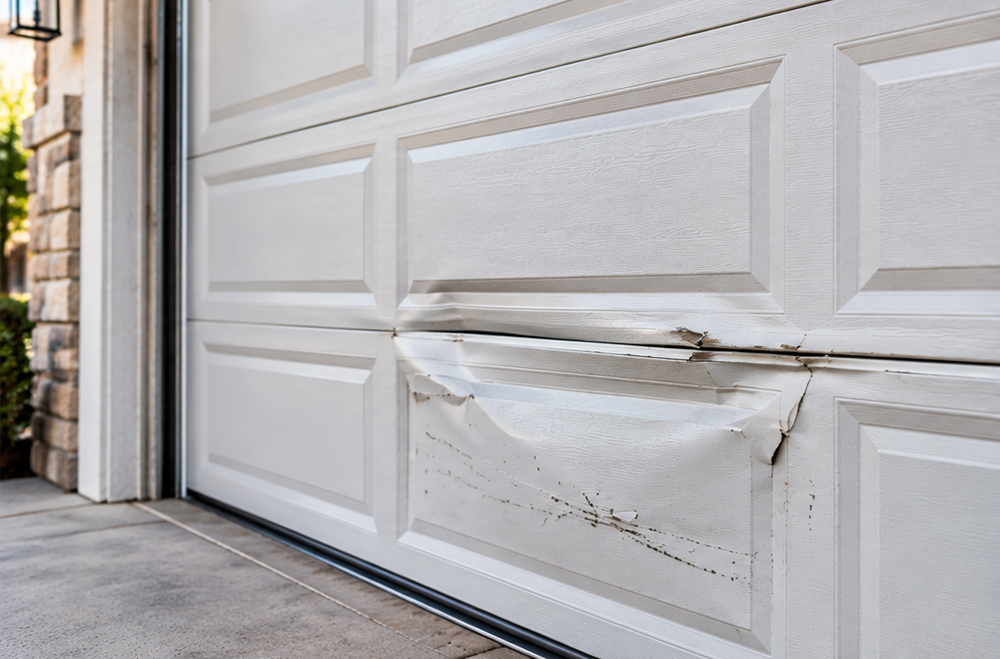 Garage door before roller repair
