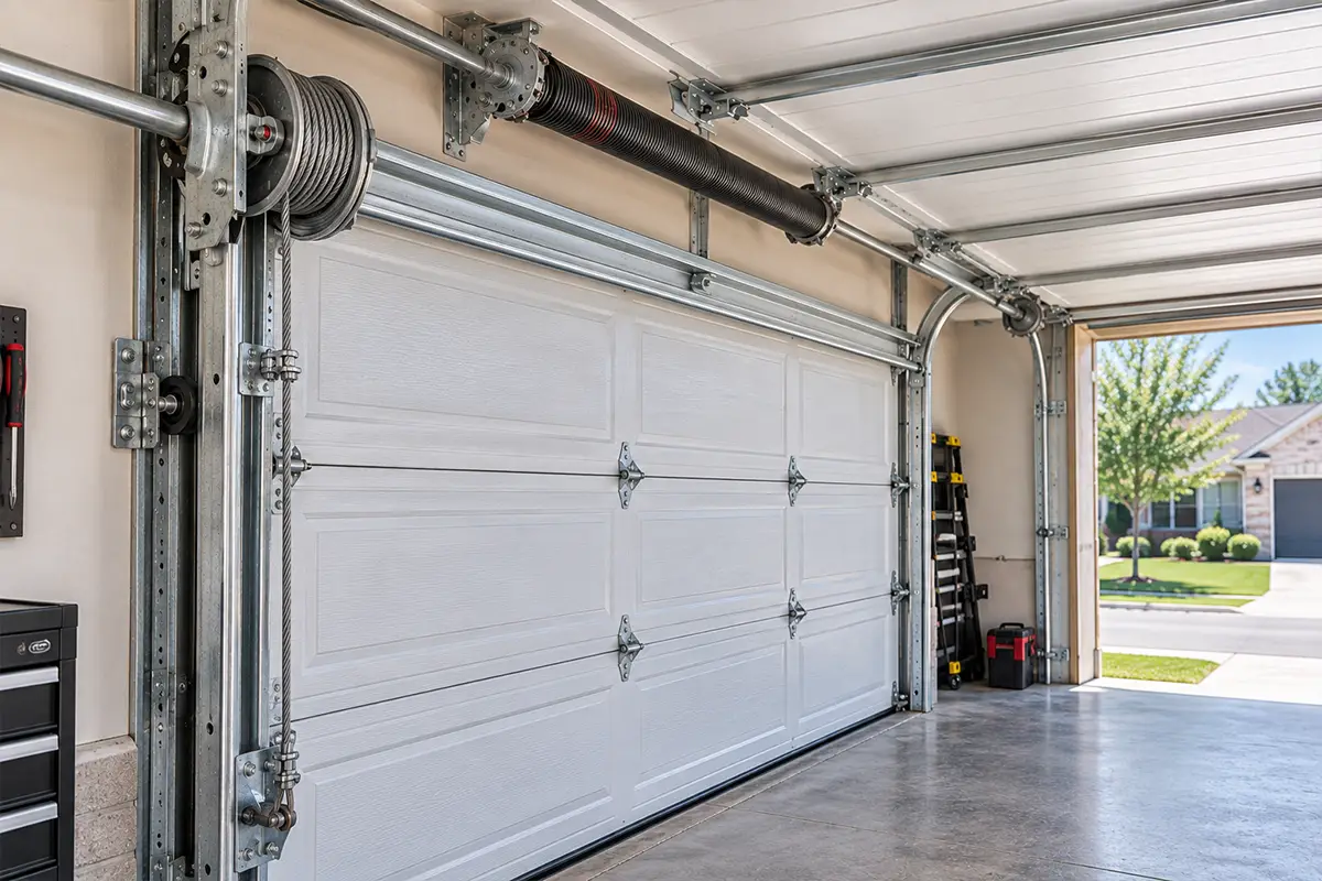 Garage door cable drum and pulley wheel replacement in Conroe TX