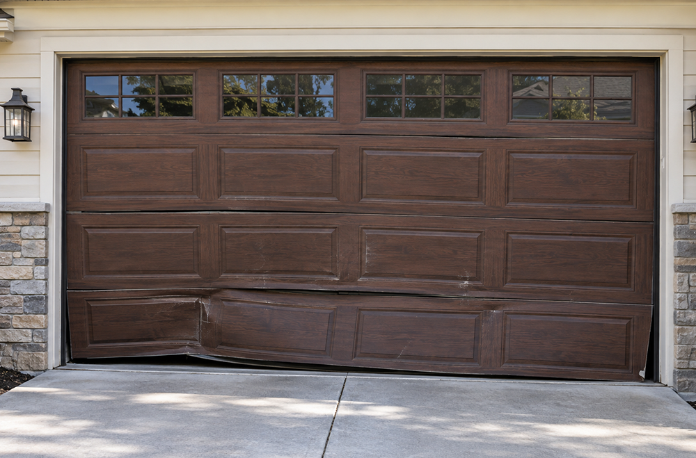 Commercial Garage door before repair