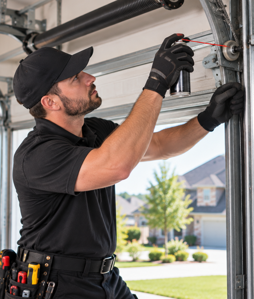 Residential garage door routine safety tuning and preventive maintenance in Conroe TX