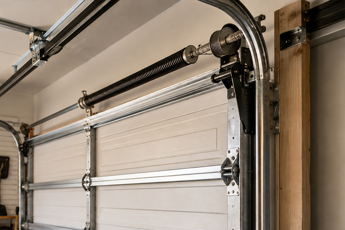 Garage door extension spring hardware inspection in Conroe TX