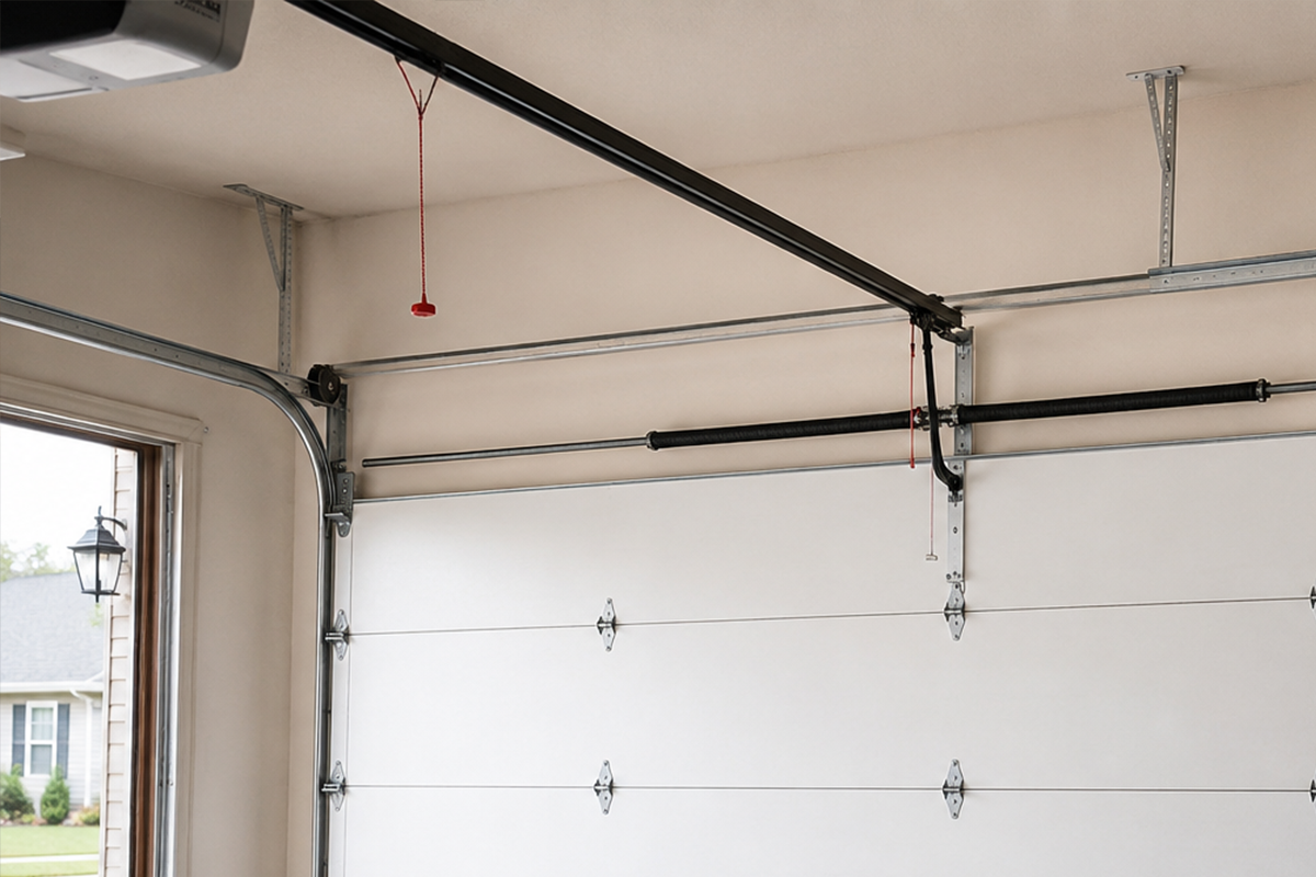 Garage door extension spring adjustment and maintenance in Conroe TX