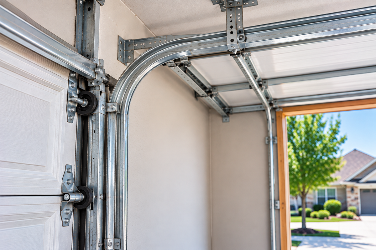 Garage door track replacement in Conroe TX